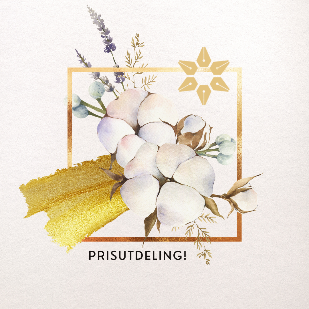 Blomster med SLP-sin logo og teksten "Prisutdeling!"